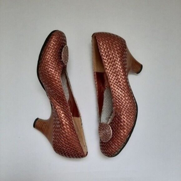 HESTER VAN EEGHEN Metallic Pink Woven Leather Heels Sz 8.5 - Picture 4 of 12